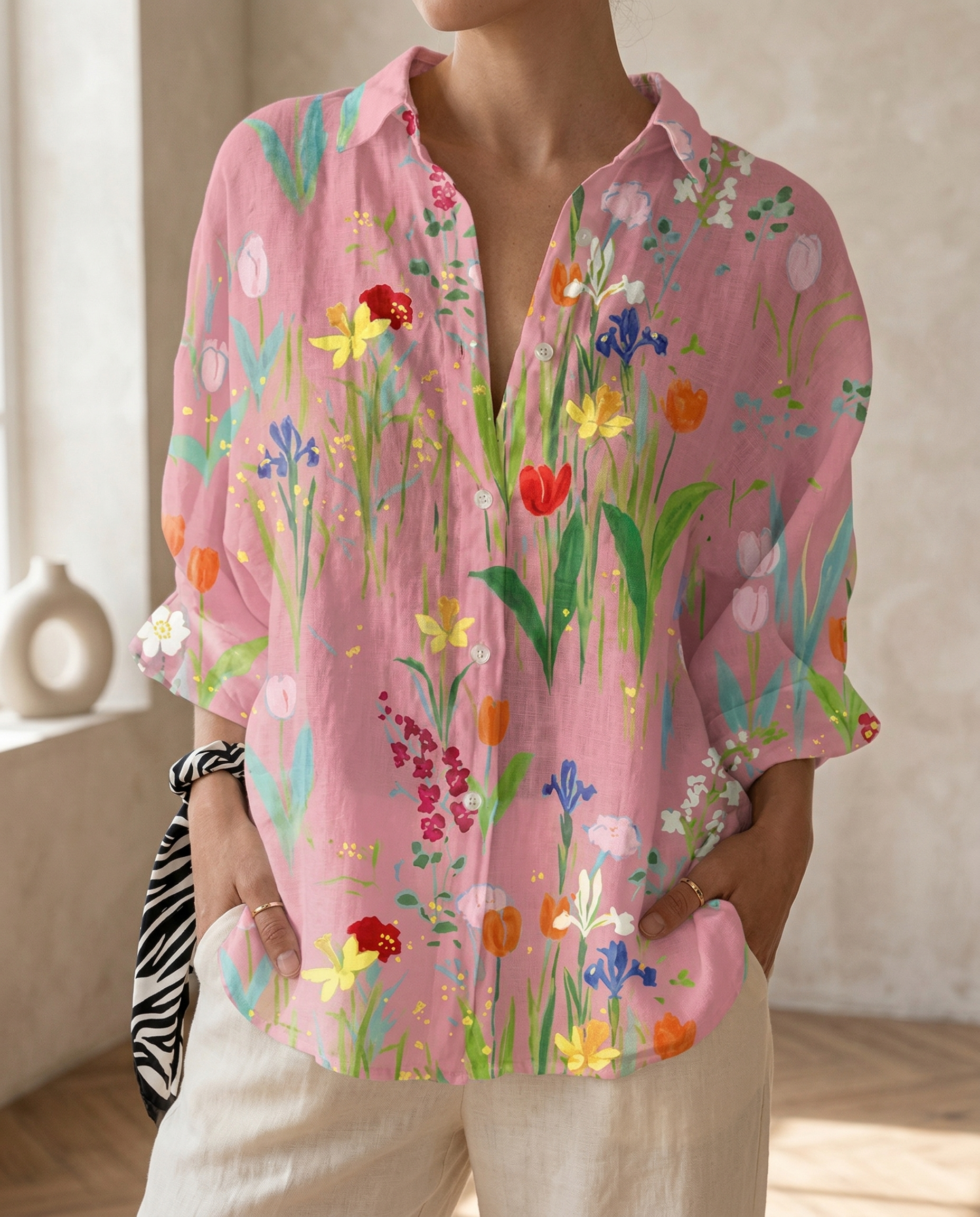 Katrin | Damen Bluse mit tropischem Print
