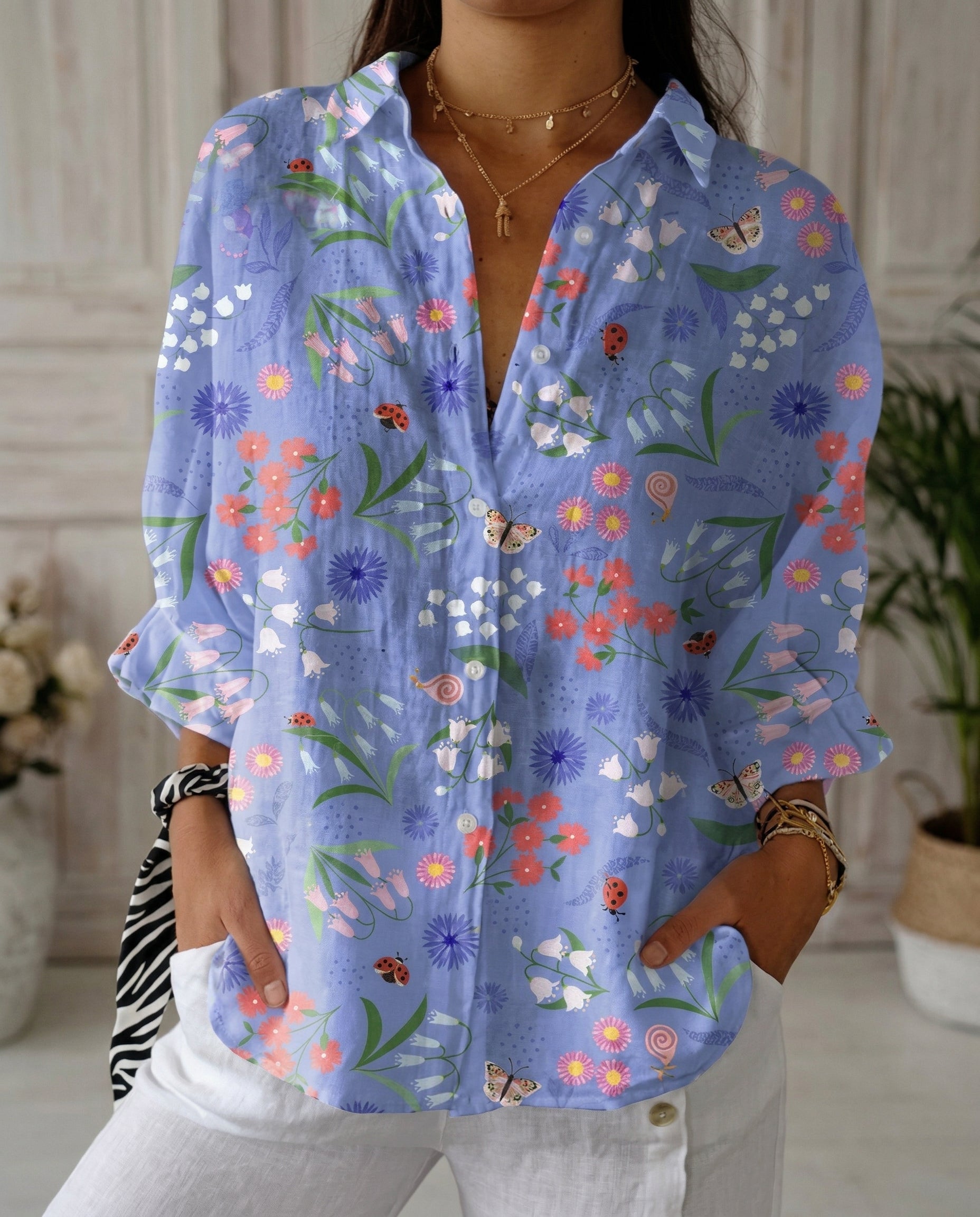 Katrin | Damen Bluse mit tropischem Print