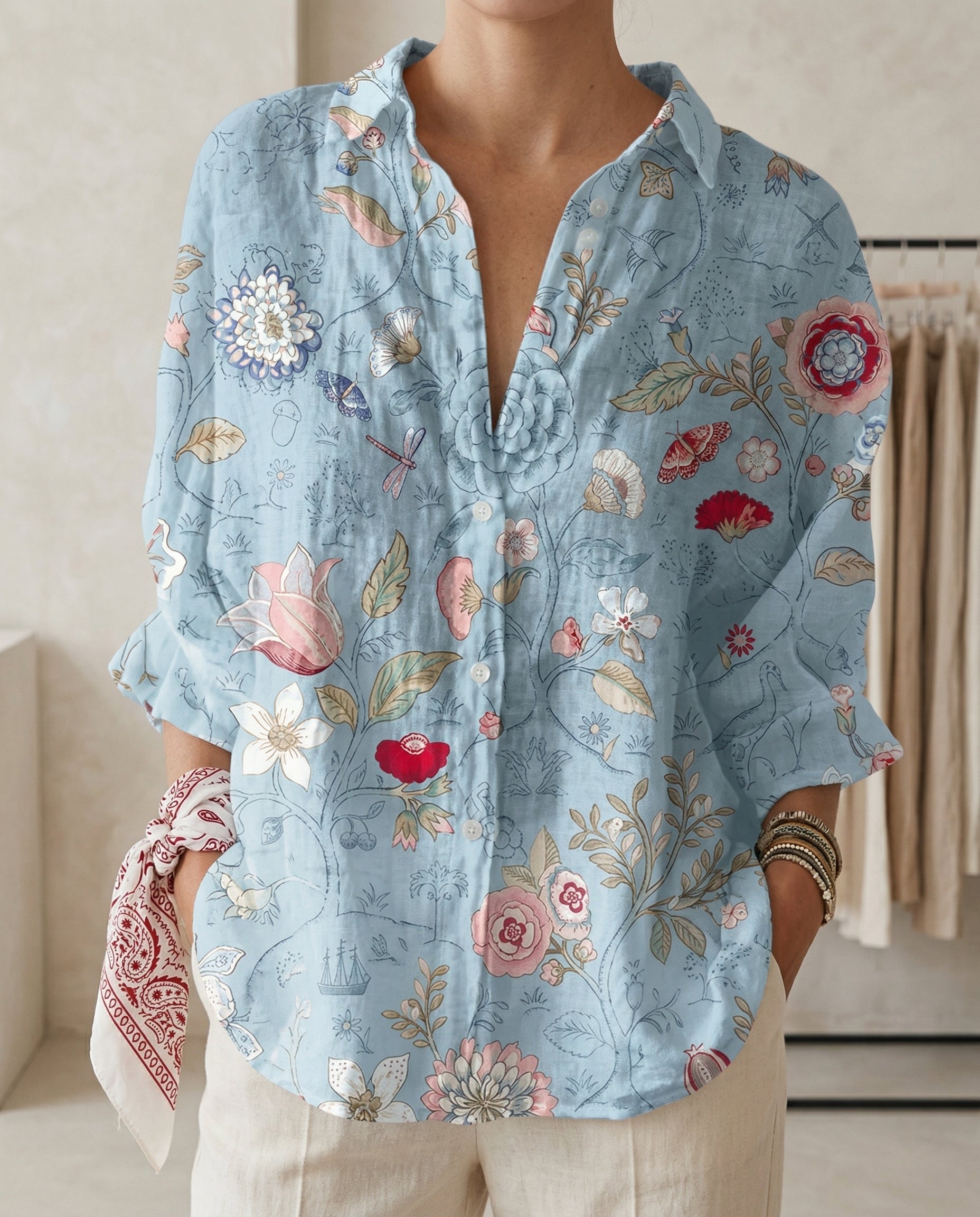 Katrin | Damen Bluse mit tropischem Print