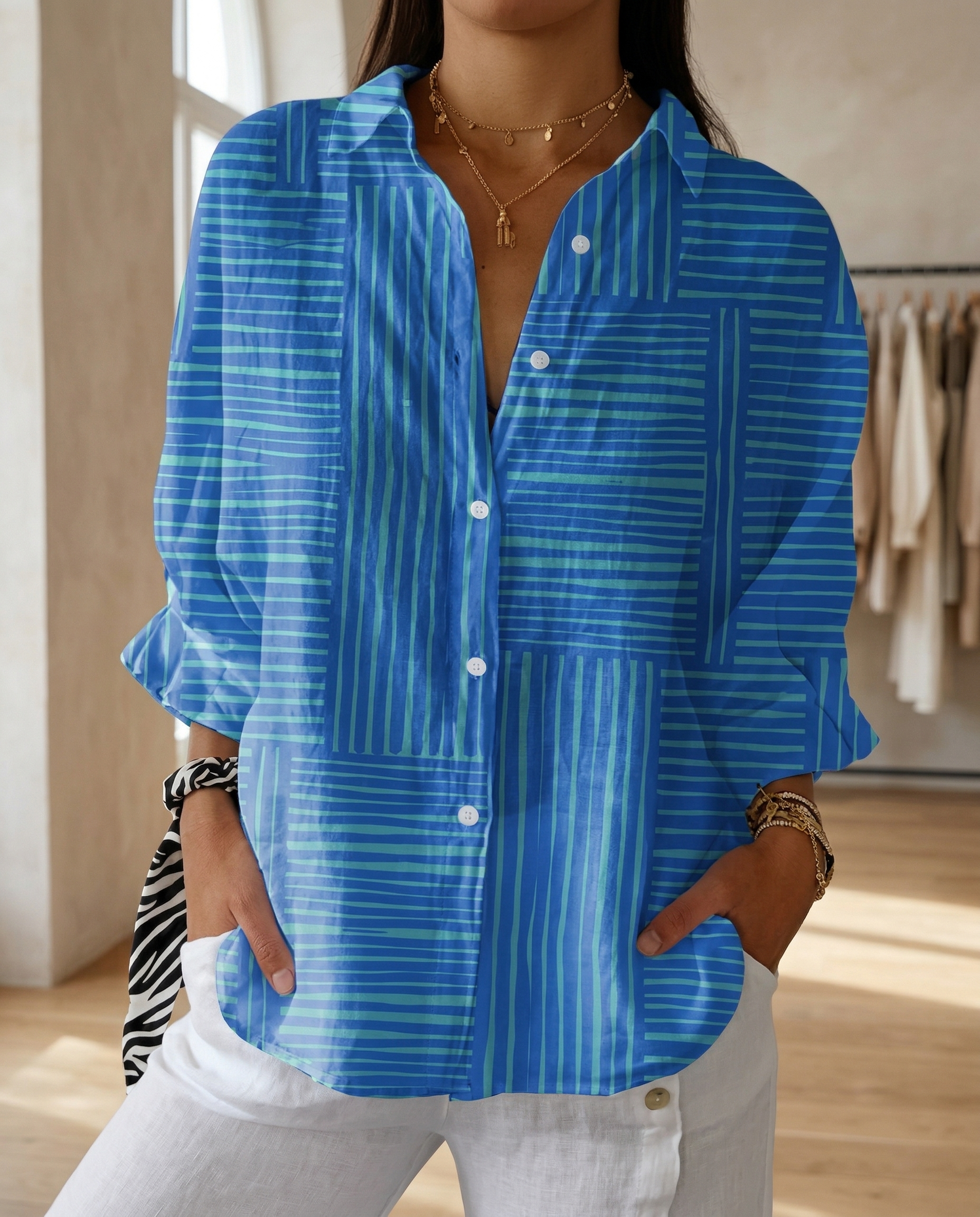Katrin | Damen Bluse mit tropischem Print