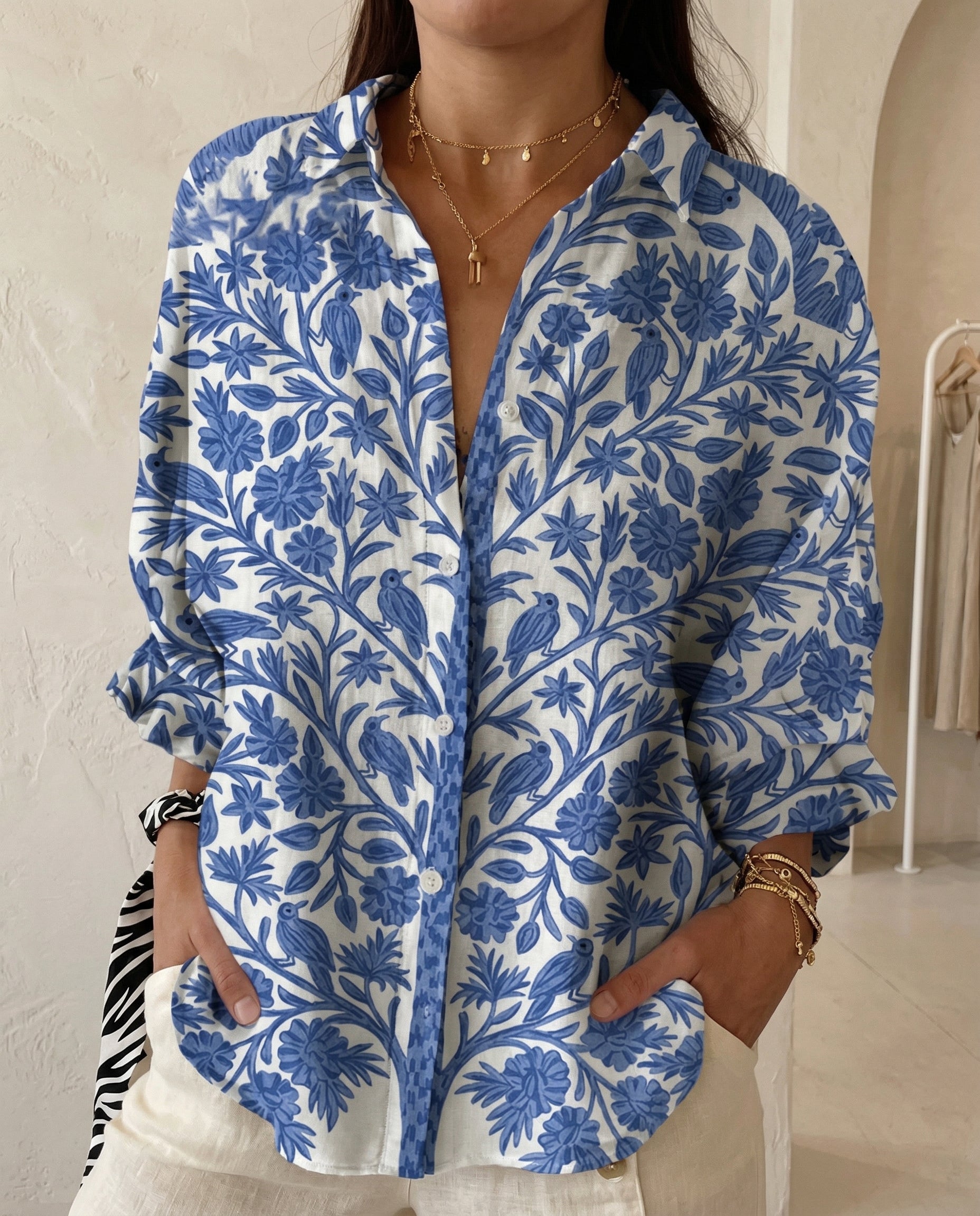 Katrin | Damen Bluse mit tropischem Print