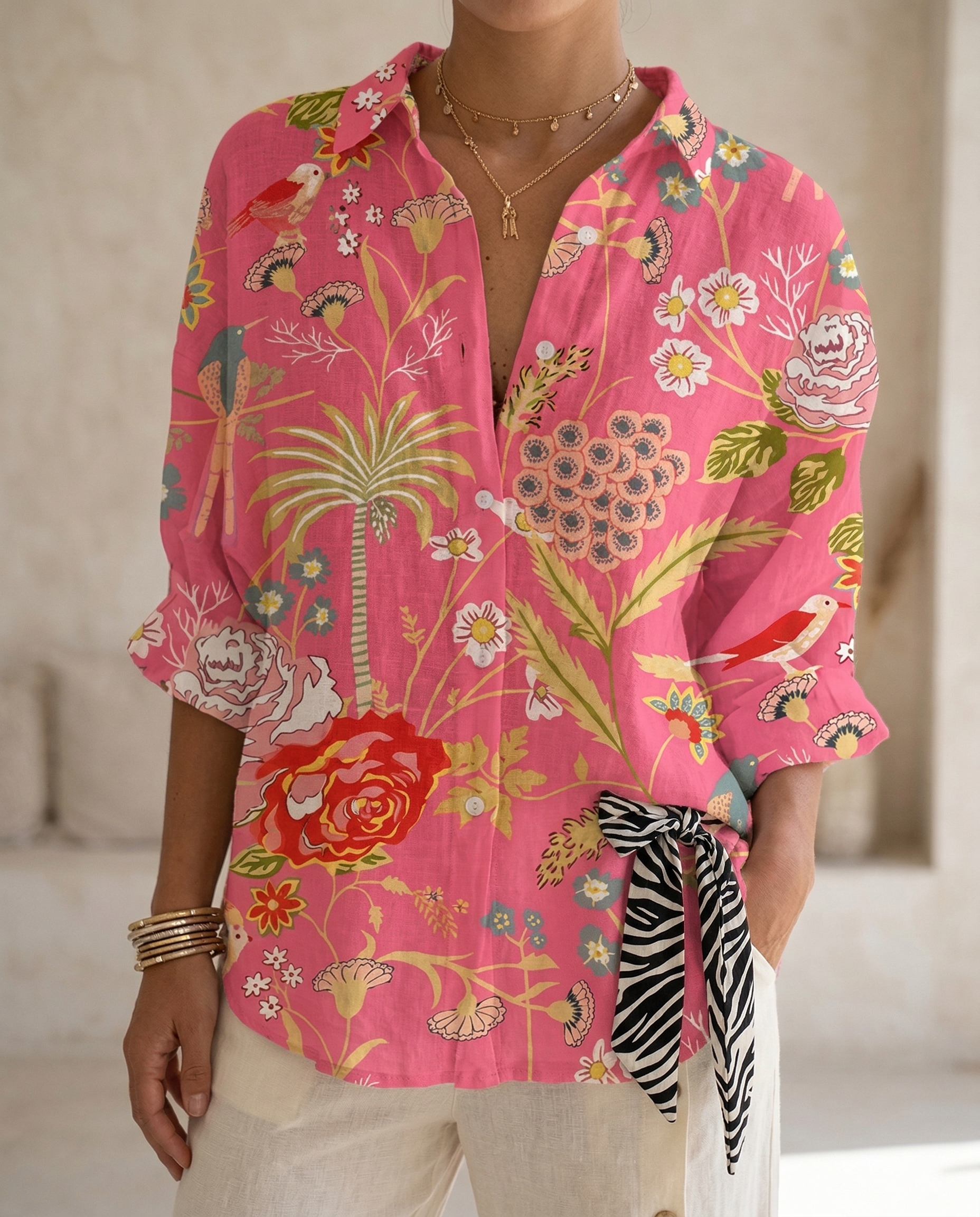 Katrin | Damen Bluse mit tropischem Print