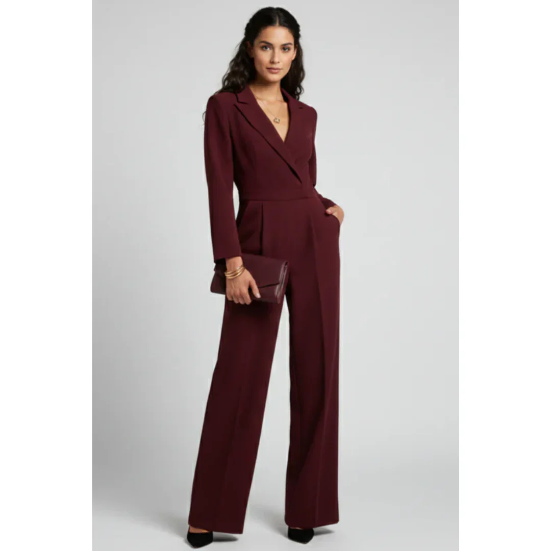 Katja | Damen Jumpsuit Abend mit Gürtel Schlicht – Elegant Overall Gürtel 2026