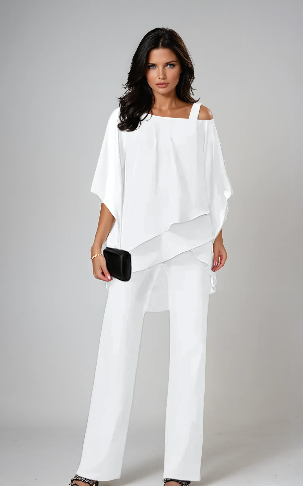 Damen Sommer Weites Bein Zweiteiler Jumpsuit