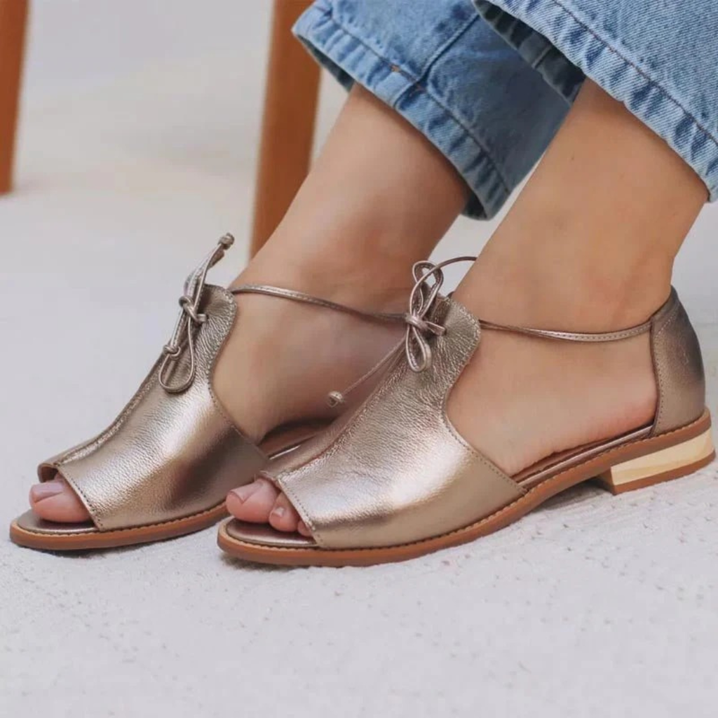 Kiki | Modern Champagner Damen Sandalen mit Schleife