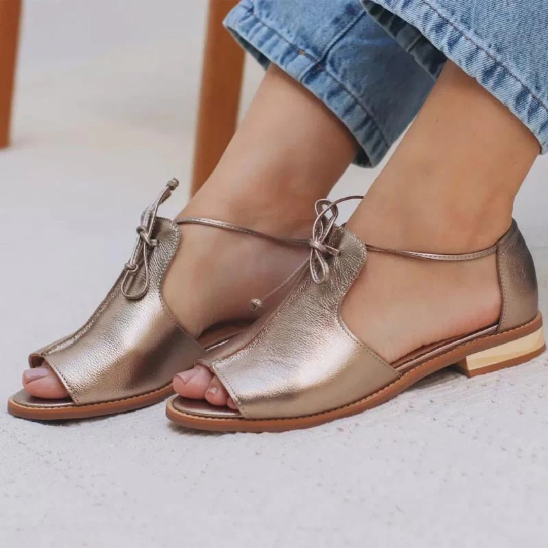 Kiki | Modern Champagner Damen Sandalen mit Schleife