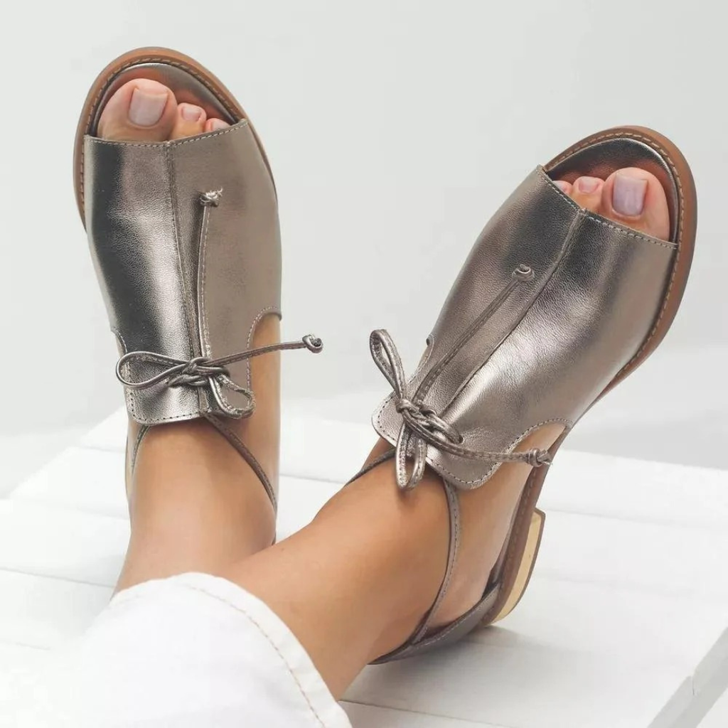 Kiki | Modern Champagner Damen Sandalen mit Schleife