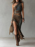Klara | Damen Asymmetrisches One Shoulder Maxikleid