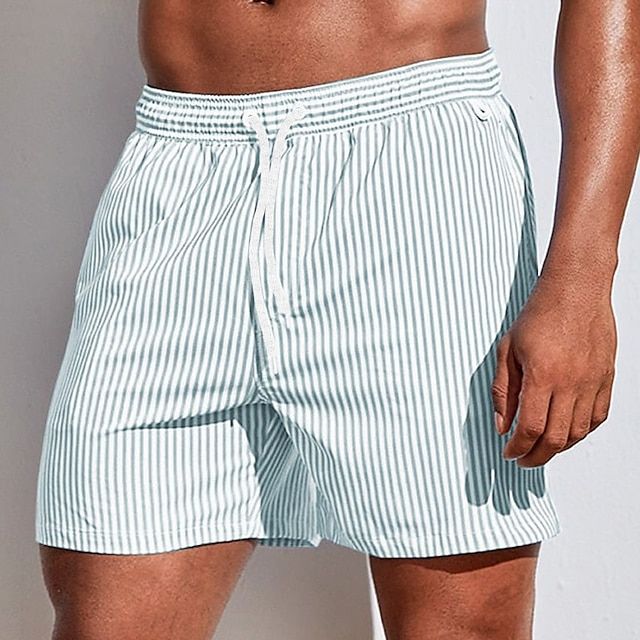 Herren Sommer Streifen Badehose mit Elastischer Bund