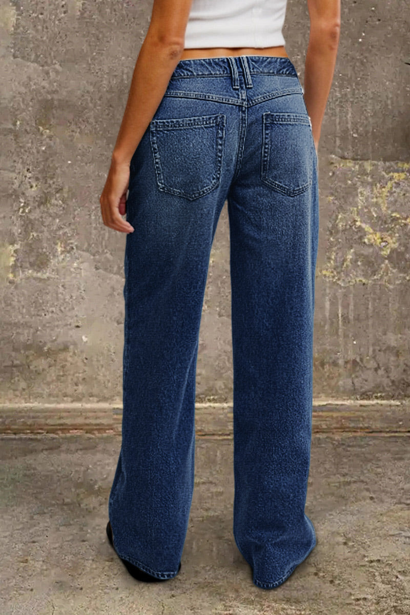 Lena | Klassische gerade Damen Jeans mit mittlerem Bund
