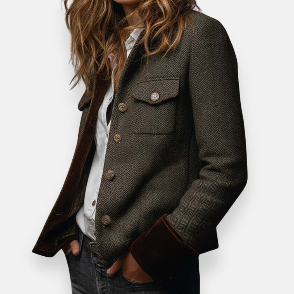 Klara | Klassische Strukturierte Jacke mit Knöpfen
