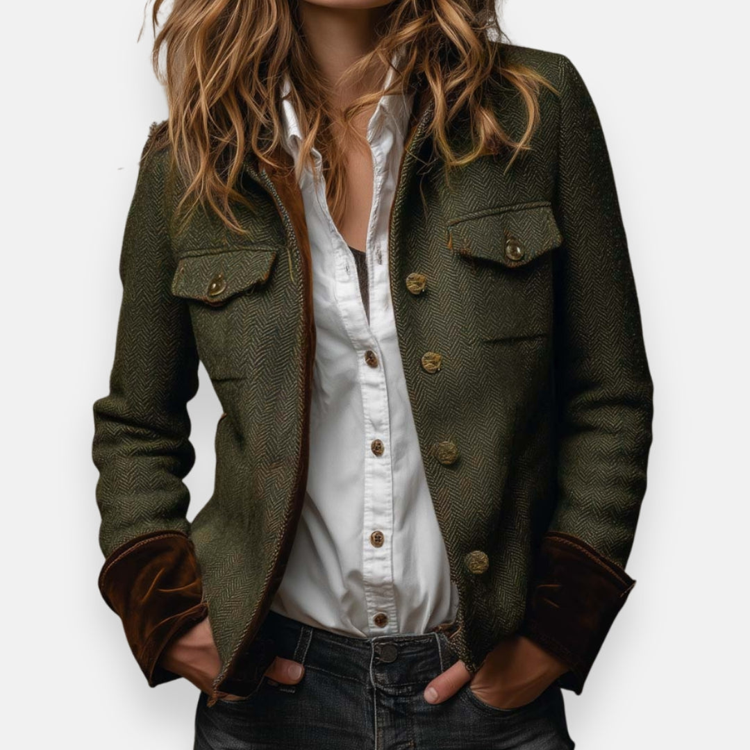 Klara | Klassische Strukturierte Jacke mit Knöpfen