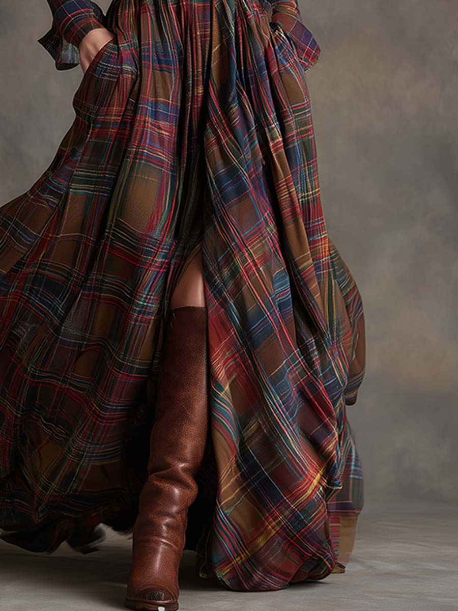 Elena | Klassisches Damen Abendkleid mit Karomuster