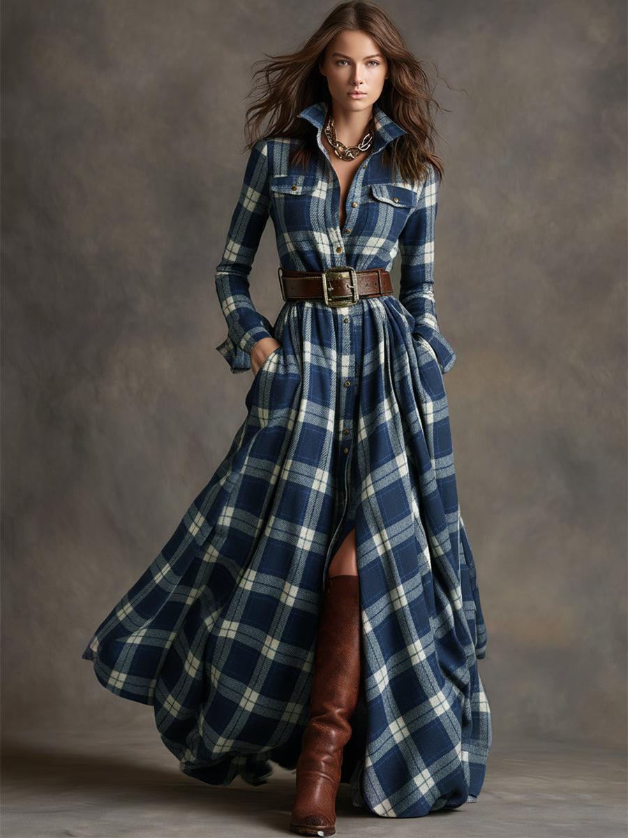 Elena | Klassisches Damen Abendkleid mit Karomuster