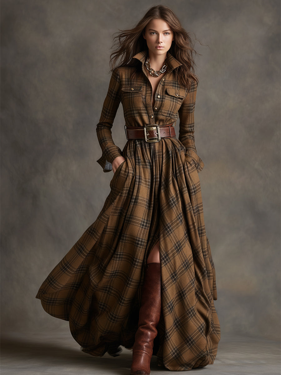 Elena | Klassisches Damen Abendkleid mit Karomuster
