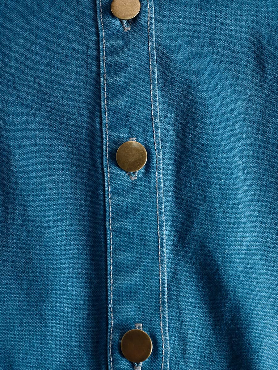 Klementine | Damen Durchgeknöpftes Jeanskleid Maxikleid