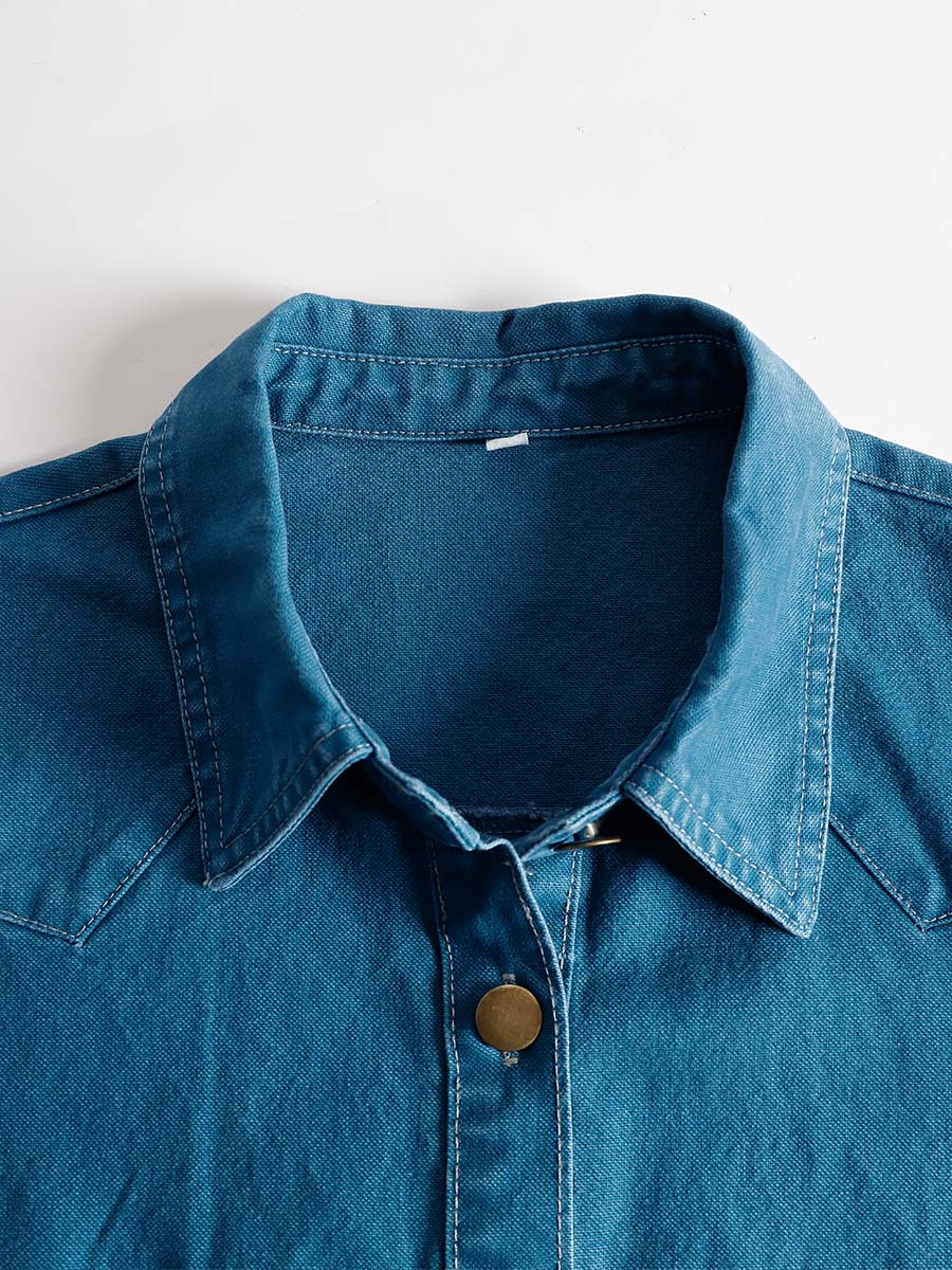 Klementine | Damen Durchgeknöpftes Jeanskleid Maxikleid