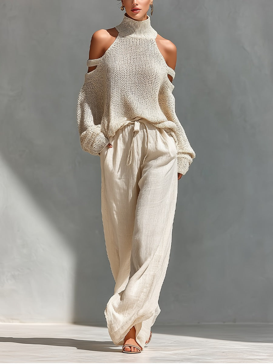 Konstanze | Damen Strickpullover Cut-Out-Schulter Zweiteiler