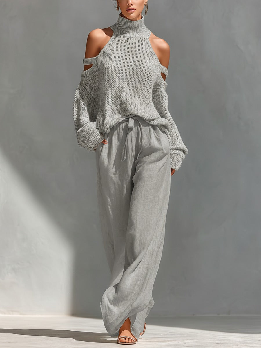 Konstanze | Damen Strickpullover Cut-Out-Schulter Zweiteiler