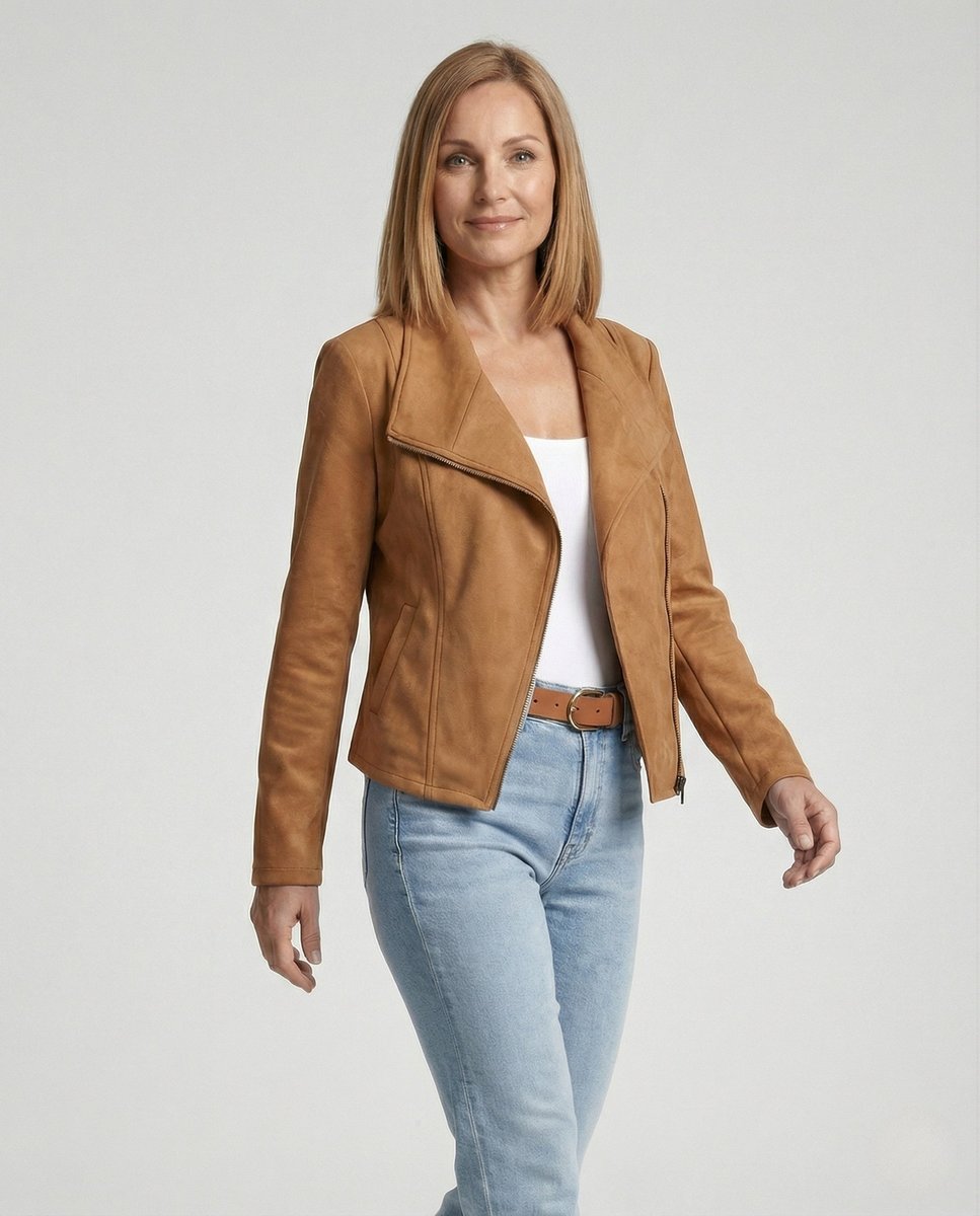 Alina | Kunstleder Kurze Jacke Damen im Biker-Stil