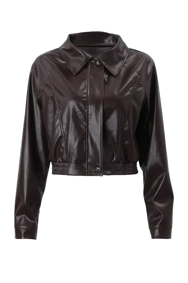 Anna | Kurze Damen Lederjacke mit Puffärmeln