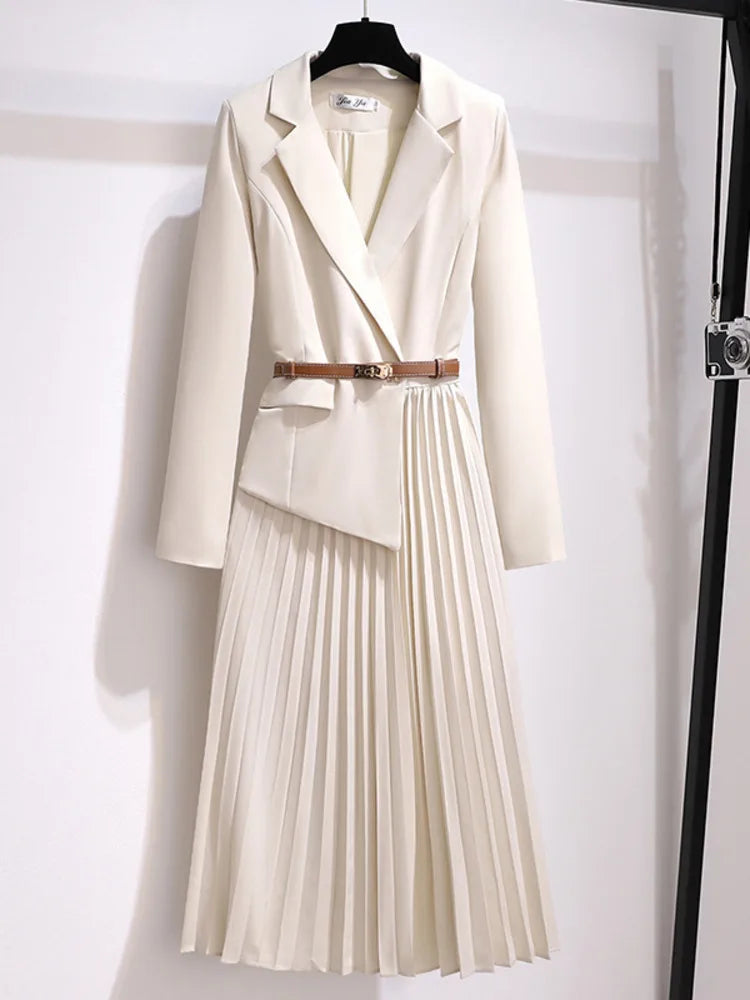 Larissa | Damen Plissee Midikleid mit Gürtel