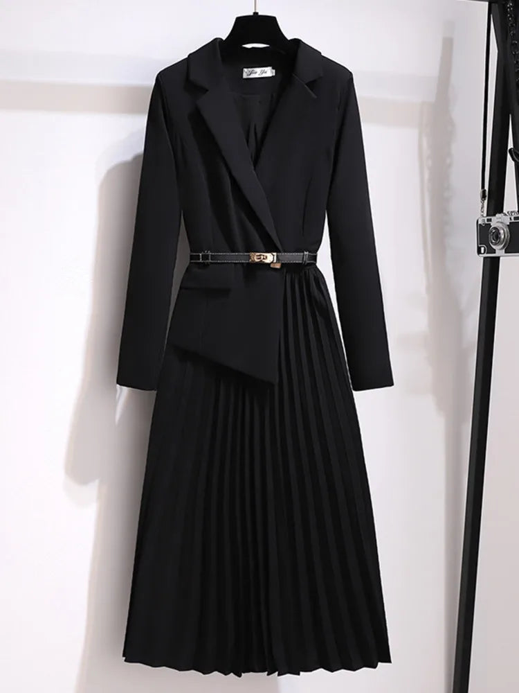 Larissa | Damen Plissee Midikleid mit Gürtel