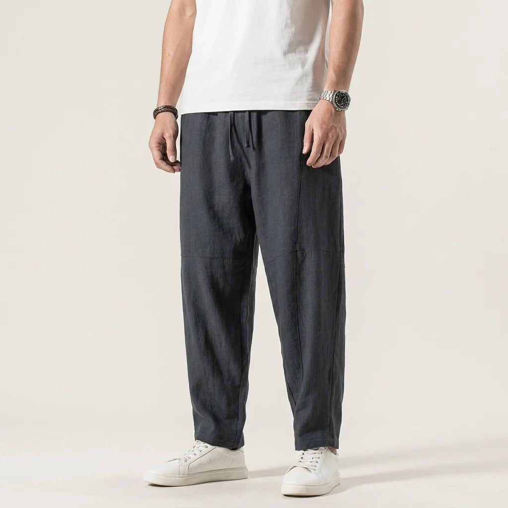 Leinenhose für Herren in Barrel Fit mit Kordelzug