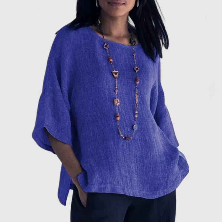 Leonie | Damen 3/4 Arm Bluse mit rundem Ausschnitt