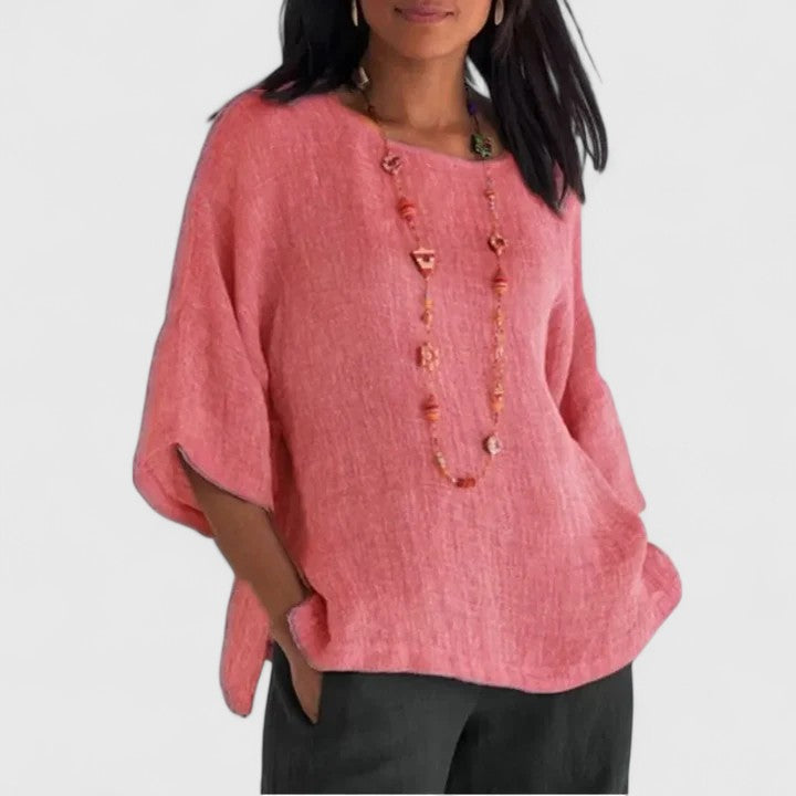 Leonie | Damen 3/4 Arm Bluse mit rundem Ausschnitt