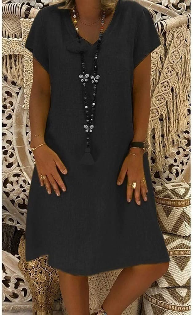 Leonora | Damen V-Ausschnitt Kurzarm Mini Kleid