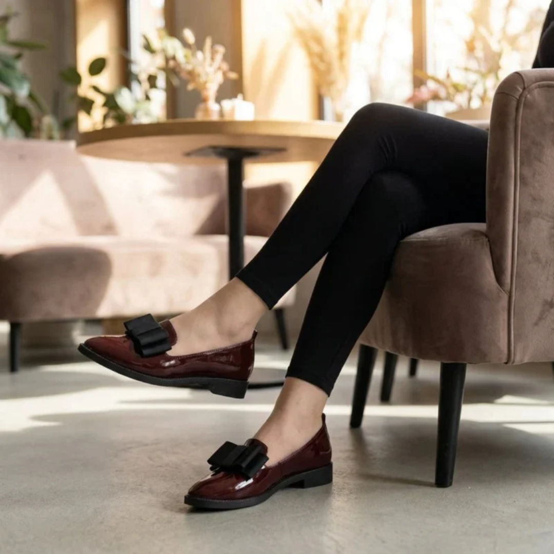 Lily | Damen Loafer Schuhe Spitze Schleife