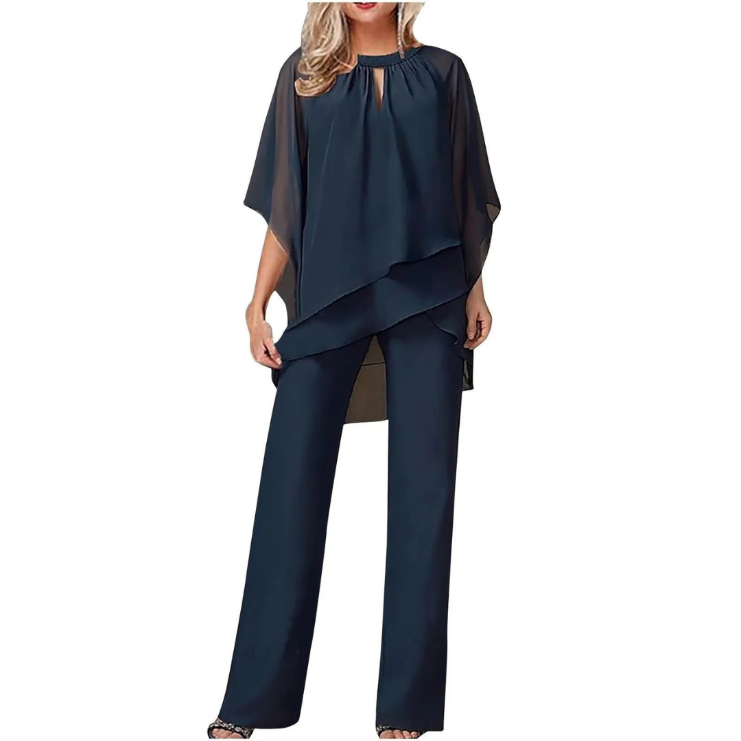 Liva | Damen Zweiteiler Mit Chiffon Oberteil