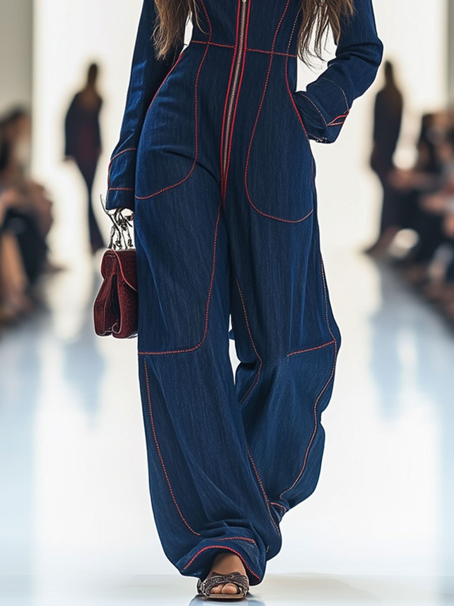 Lucasta | Damen Overall mit Weitem Bein und Langarm
