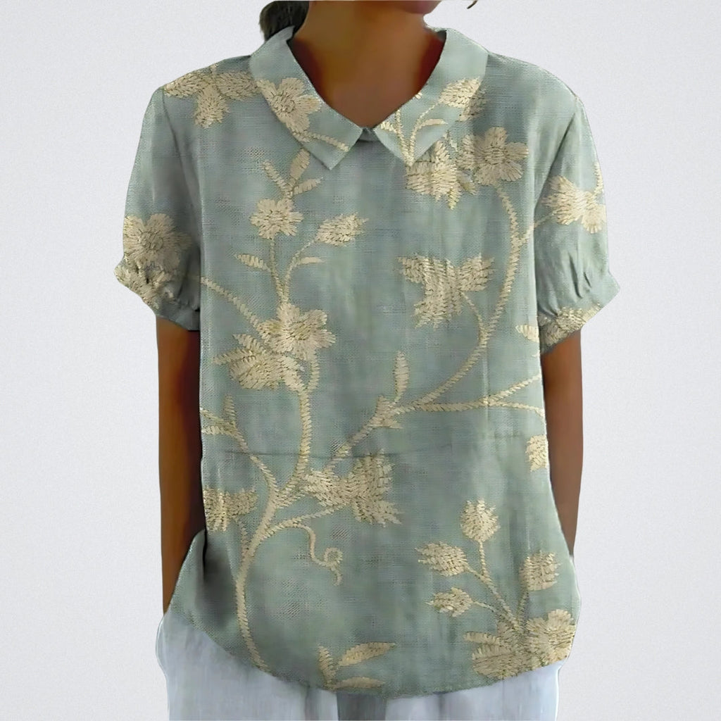 Klara | Luftiges Leinen Hemd mit Blumendesign