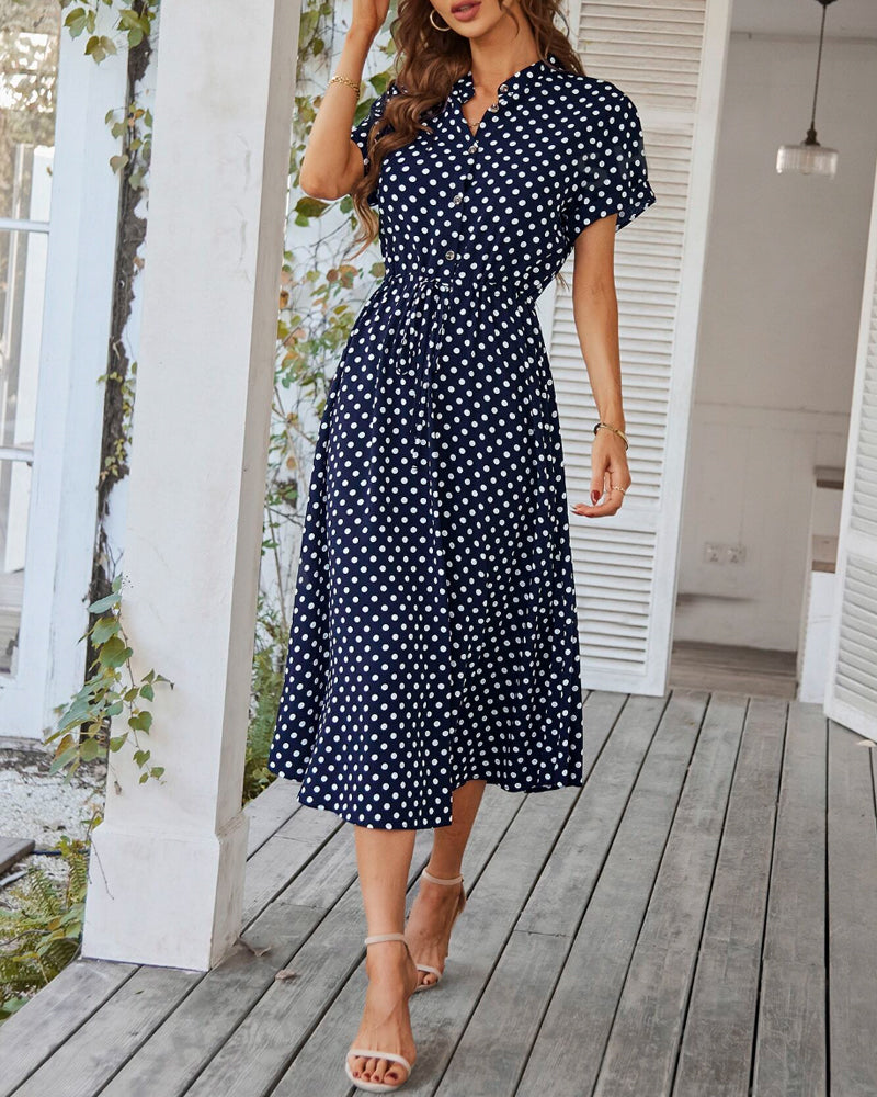 Mia | Luftiges Polka-Dot Midikleid