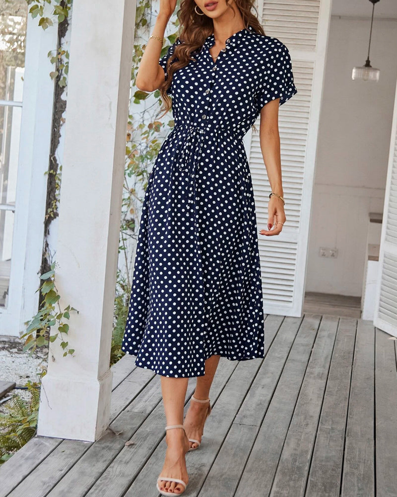Mia | Luftiges Polka-Dot Midikleid
