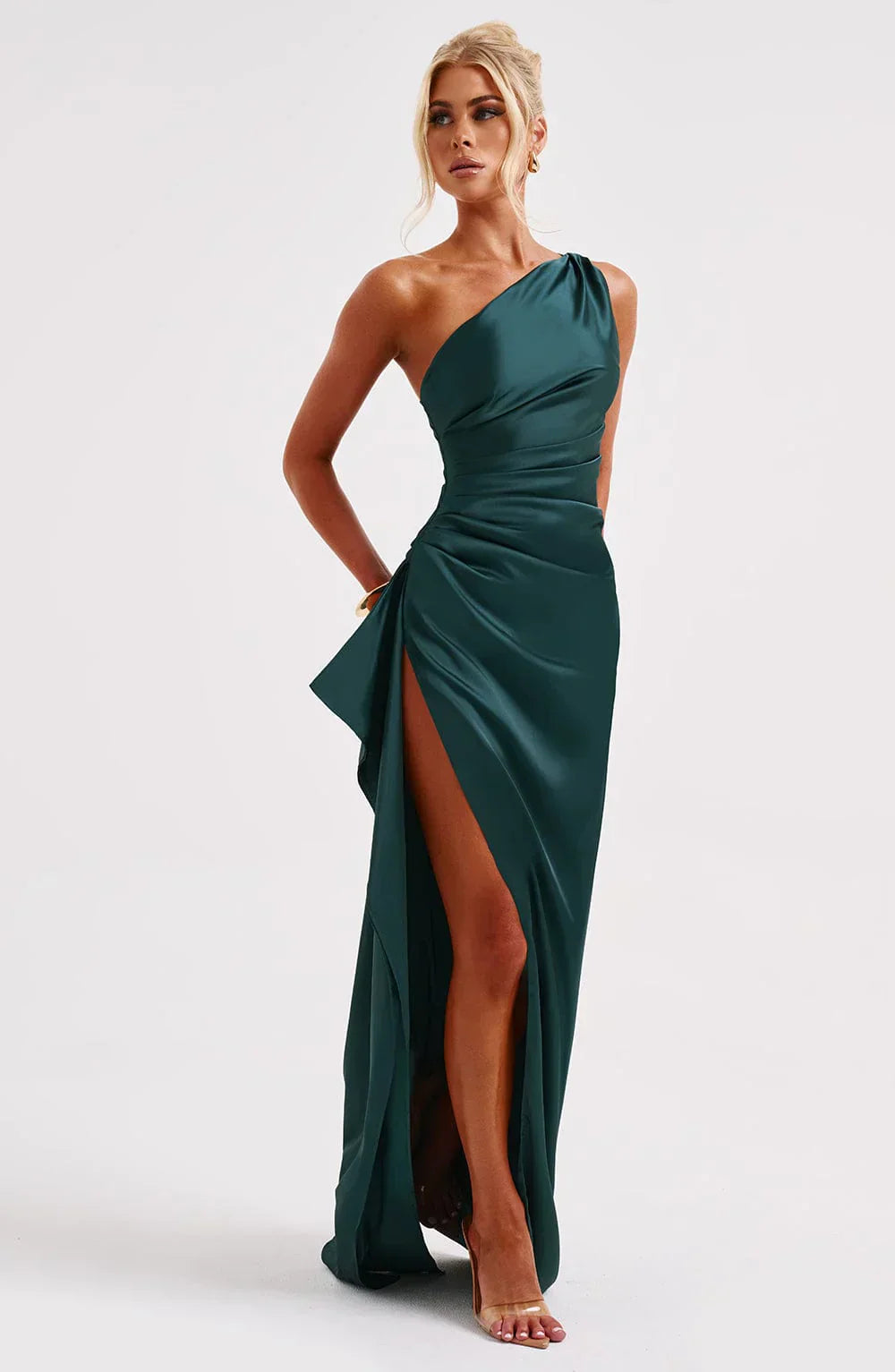 Lysandra | Damen One-Shoulder Abendkleid mit Schlitz