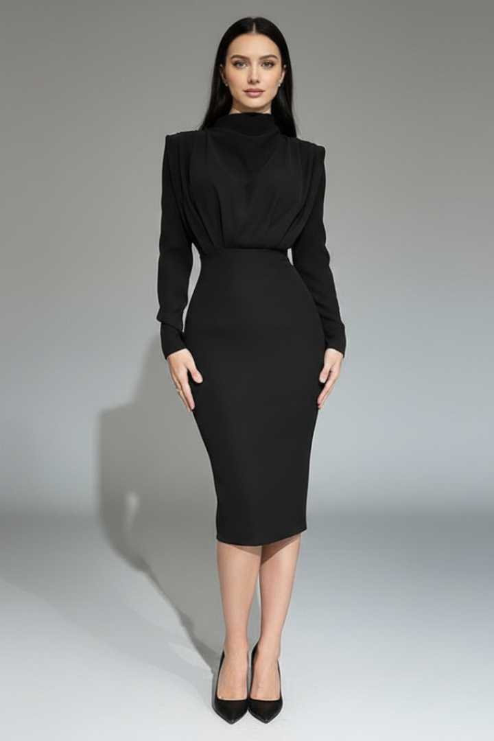 Lysithea | Damen Rollkragen Langarm Maxikleid