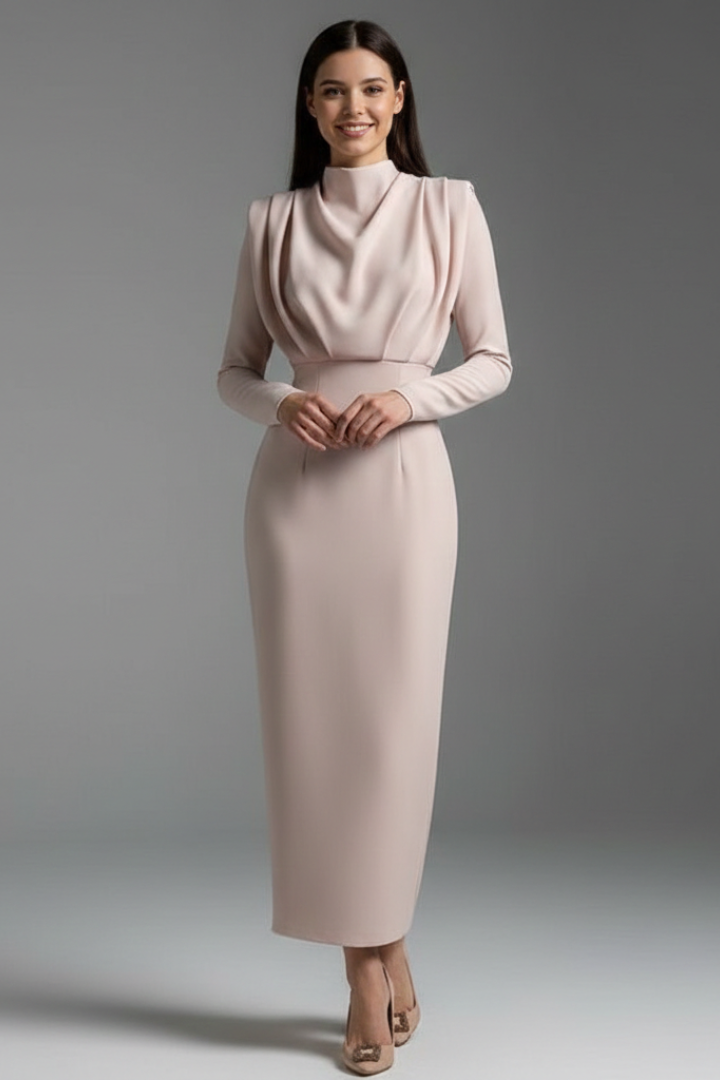 Lysithea | Damen Rollkragen Langarm Maxikleid