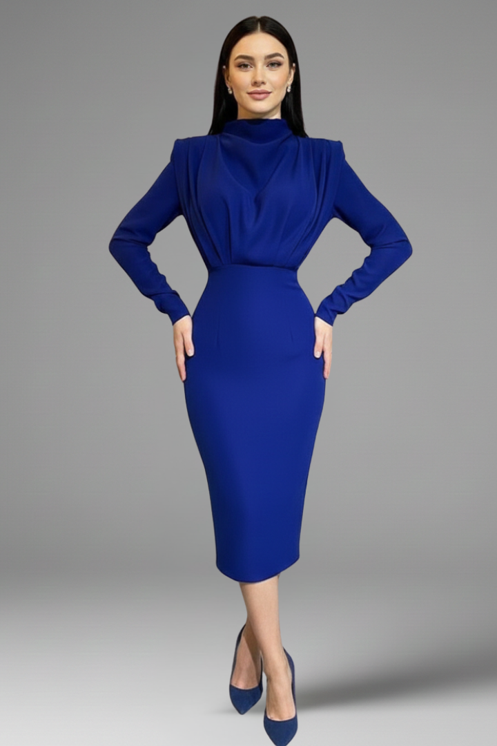 Lysithea | Damen Rollkragen Langarm Maxikleid