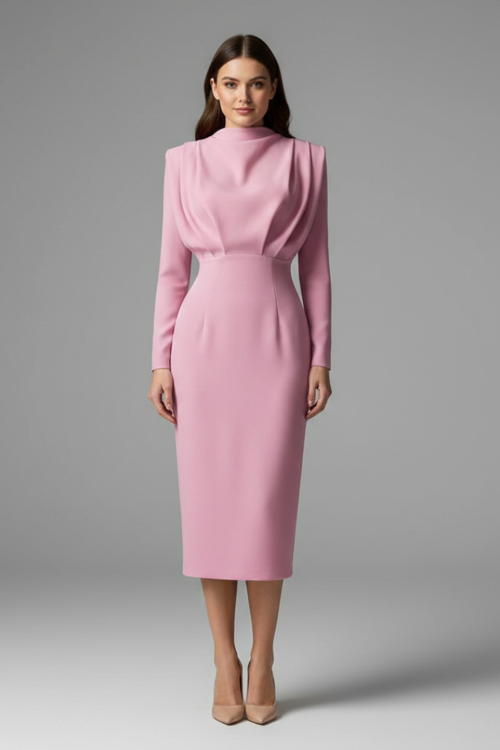 Lysithea | Damen Rollkragen Langarm Maxikleid