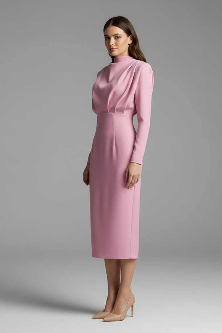 Lysithea | Damen Rollkragen Langarm Maxikleid