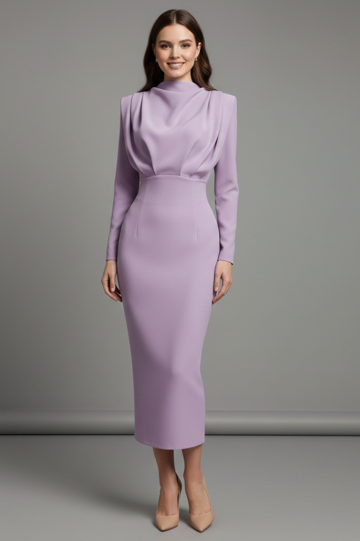 Lysithea | Damen Rollkragen Langarm Maxikleid