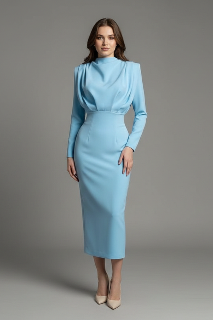 Lysithea | Damen Rollkragen Langarm Maxikleid