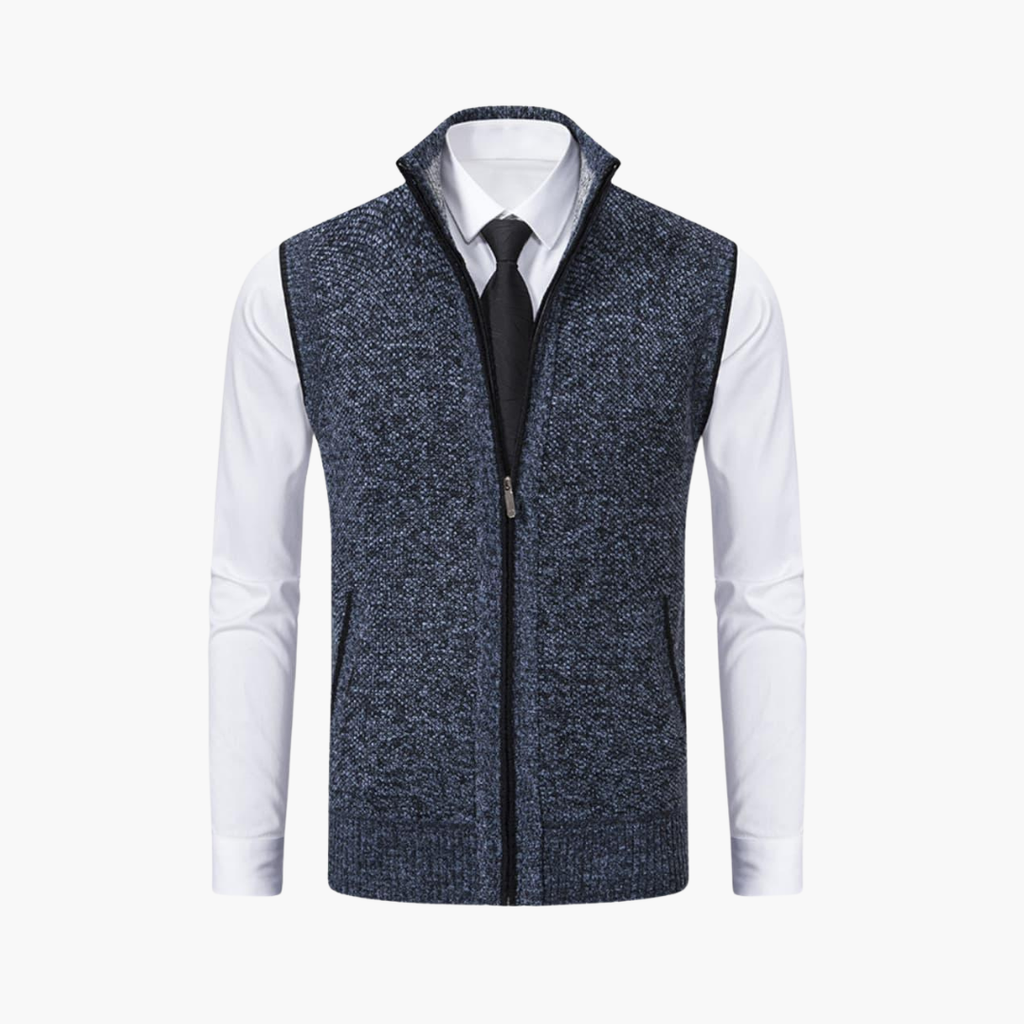 Magnus | Herren Ärmelloser Strickpullover mit Reißverschluss
