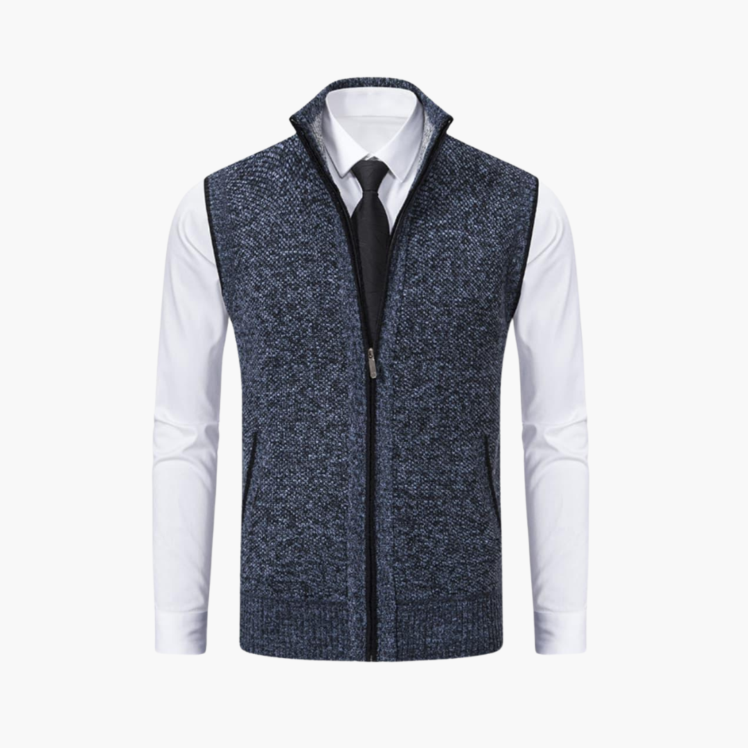 Magnus | Herren Ärmelloser Strickpullover mit Reißverschluss