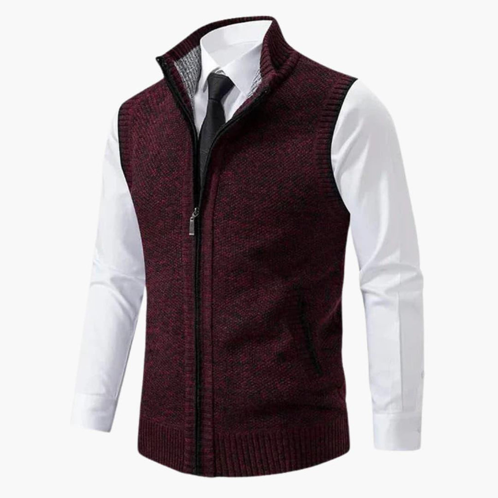 Magnus | Herren Ärmelloser Strickpullover mit Reißverschluss
