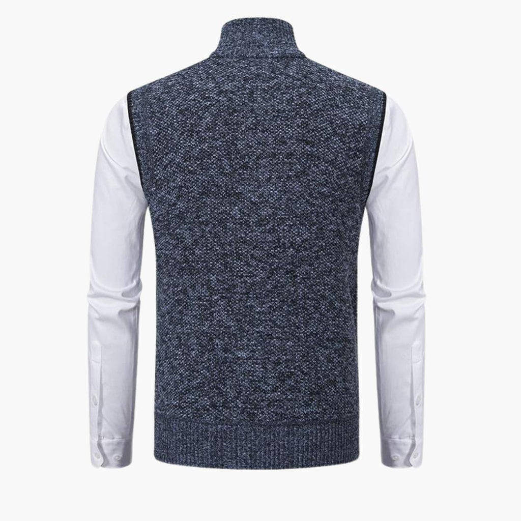 Magnus | Herren Ärmelloser Strickpullover mit Reißverschluss