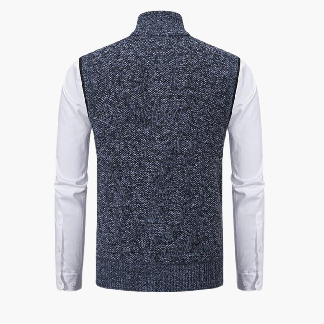 Magnus | Herren Ärmelloser Strickpullover mit Reißverschluss